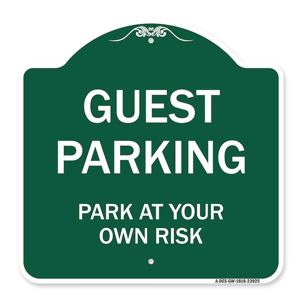 Signmission Designer Series Sign-Guest Parking, Green & White Aluminum Sign, 18" x 18", GW-1818-23925 A-DES-GW-1818-23925 - main